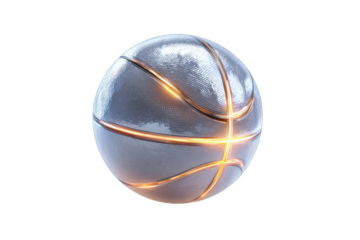 Metallic basketball, glowing lines