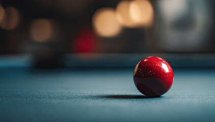 Red billiard ball on a pool table
