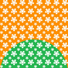  White Floral Seamless Pattern with Orange and Green
