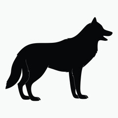 Black Wolf Silhouette Vector Minimalist Wild Animal Graphic Design