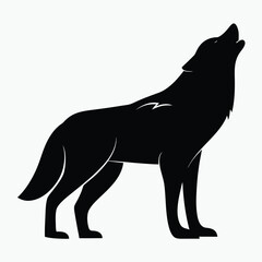 Black Wolf Silhouette Vector Minimalist Wild Animal Graphic Design