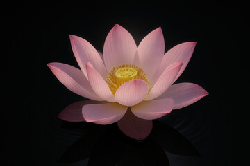 Lotus Bloom Floating on Black Water, Serenity and Grace