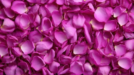 Close-up of Vibrant Pink Rose Petals Forming a Textured Background from Overhead for Romantic Designs
