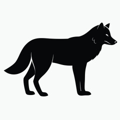 Black Wolf Silhouette Vector Minimalist Wild Animal Graphic Design