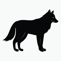 Black Wolf Silhouette Vector Minimalist Wild Animal Graphic Design