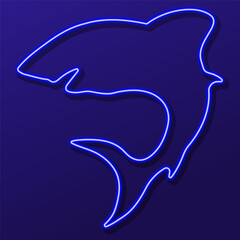 Obraz premium shark neon sign, colorful modern design trends on black background. Vector illustration.