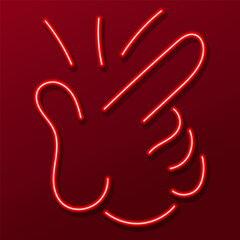 snap of fingers neon sign, colorful modern design trends on black background. Vector illustration.