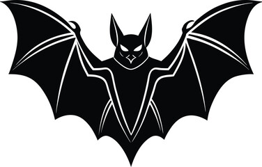 Black Bat Silhouette Halloween Gothic Design on white background