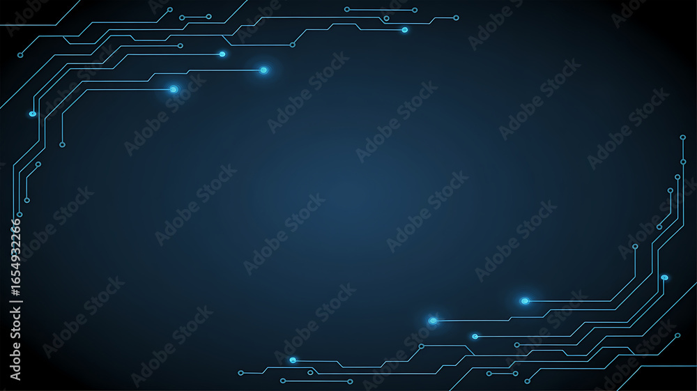 Poster abstract circuit board design with glowing blue elements