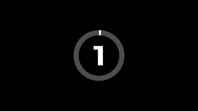 Five second countdown timer animation from 5 seconds to 1 seconds with alpha channel , 5 second countdown timer on a transparent background in 4k.