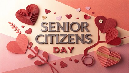 World Senior Citizen's Day, Artistic flat lay composition celebrating happy senior citizens with joy.