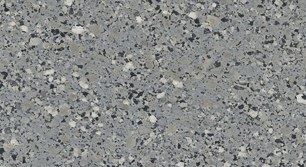 Detailed close-up shows a speckled gray surface with embedded fragments, creating a textured pattern.