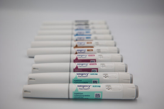 All doses of Wegovy injection pens in line
