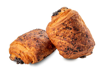 Pain au chocolat (chocolate croissant) isolated