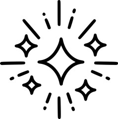 Doodle line sparkle, burst lines, and sparkle star icon vector illustration. Perfect for design, decoration, and creative projects with various shapes
