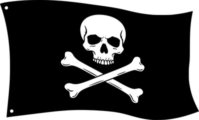 Pirate flag a skull with crossbones silhouette, skull and crossbones flag icon, vector illustration
