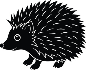 Cute Cartoon Hedgehog Silhouette Illustration on white background