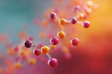 Vibrant abstract depiction of a molecule. Perfect for science, research, medical, or technology themes. Conceptual image symbolizing connection and innovation.