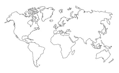 World map outline silhouette vector