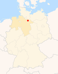 Obraz premium Locatormap of the city Lueneburg (Niedersachsen) in Germany.
