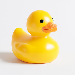 Yellow rubber duck isolated on white background, a classic bath toy for children and babies to play with