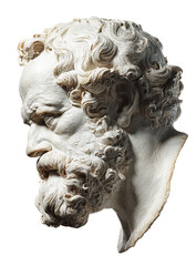 Naklejka premium Marble bust of a bearded man isolated on transparent background