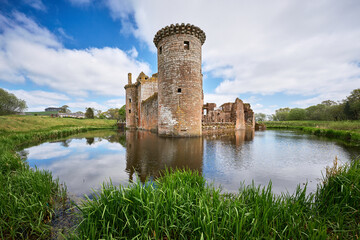medieval Caerlaverock Castle in southern Scotland near Dumfries, UK