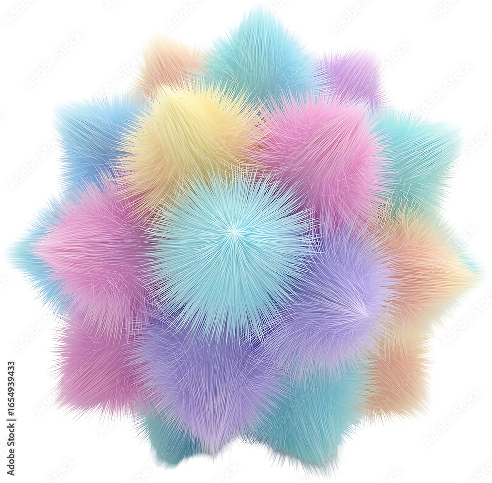 Poster abstract pastel fluffy sphere with a soft delicate texture and artistic rendering