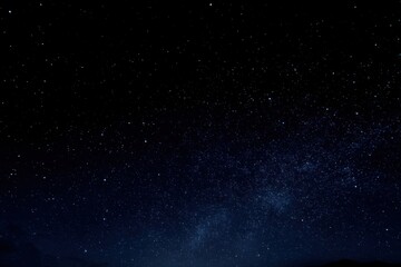 Obraz premium Wide Angle View of Night Sky with Countless Stars and Dark Blue Gradient from Earth's Horizon