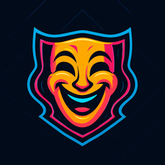 Fototapeta premium Happy Comedy Mask Logo Vibrant, Playful Design for Theater, Film, or Entertainment