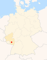 Locatormap of the city Kaiserslautern (Rheinland-Pfalz) in Germany.