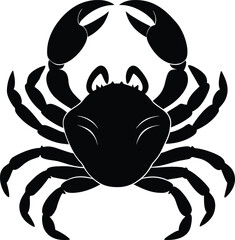 Black and White Cancer Zodiac Crab Silhouette on white background
