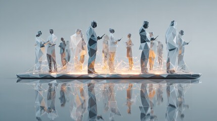 Low Poly Business People Tablet Digital Technology Model