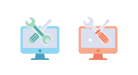 Computer repair service and maintenance technical support icon