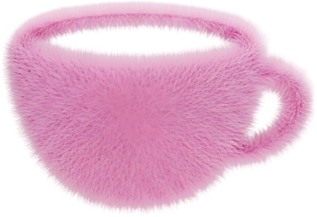 Whimsical Fluffy Pink Coffee Cup on transparant Background in 3D Render