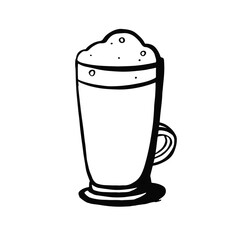 Mochachino, delicious milky coffee drink vector line monochrome