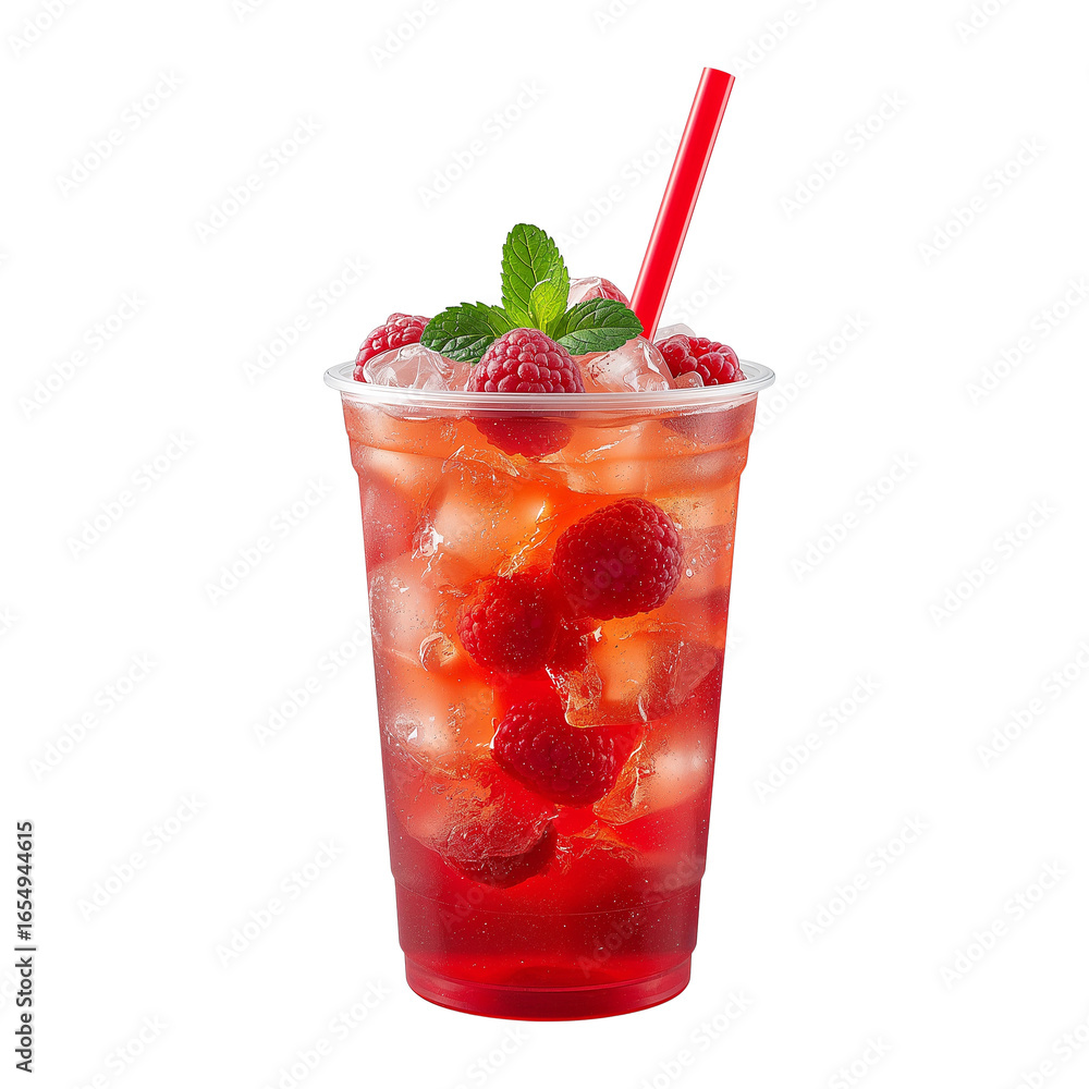 Aufkleber refreshing raspberry infusion a symphony of flavors on an isolated transparent canvas tempting