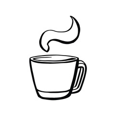 Mug of hot espresso vector line monochrome