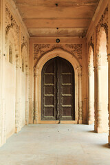 ancient Indian temple arches fragment,The sacred building carved from stone, Ancient rock curved...