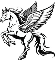 Fototapeta premium Majestic winged horse pegasus in a dynamic pose with spread wings
