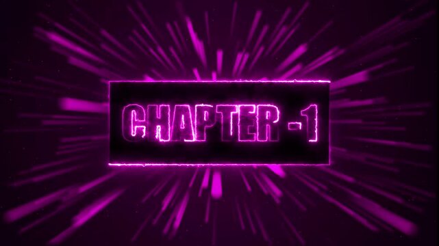 Pink Neon sign chapter 1 animation of rectangle frame on neon line looped speed background.