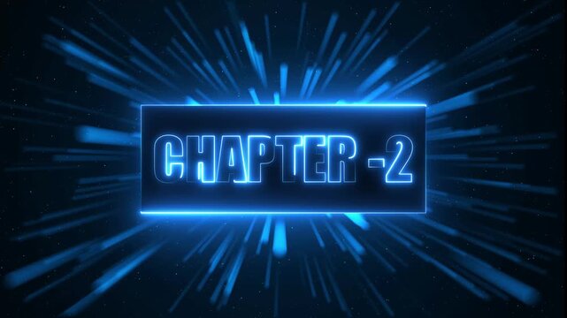 Blue Neon sign chapter 2 animation of rectangle frame on neon line looped speed background.