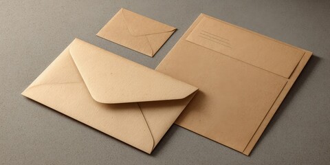Kraft Paper Stationery Mockup with Envelope and Letterhead for Branding and Design Presentations