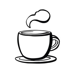 hot drink in cup vector line sketch monochrome