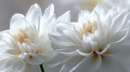 Fototapeta premium Elegant white flowers blossoming, their petals radiating pure beauty. The soft glow of the blossoms evokes feelings of serenity