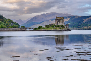 Eilean Donan Castle at Loch Eilean in western Scotland, UK