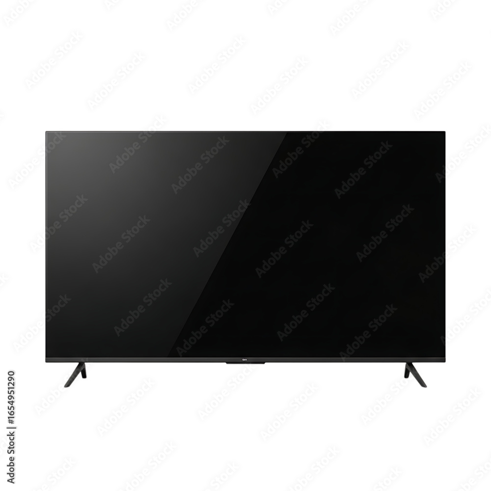 Poster modern flat screen television displaying content in a sleek design with minimalist stand transparent