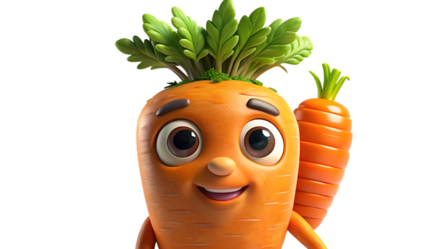 Cartoon carrot character holding another carrot