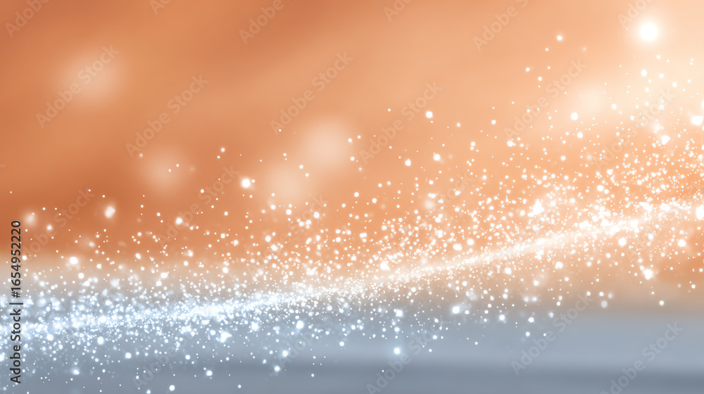 Poster a close-up of shimmering sparkling particles against a warm gradient background creating a magical a