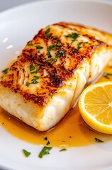 Delicious Grilled Fish with Lemon Garnish